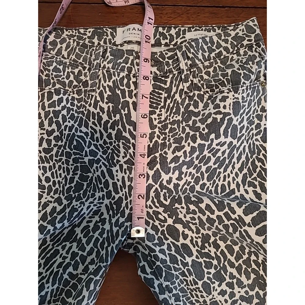 FRAME Denim ANIMAL PRINT LE HIGH ANKLE SKINNY JEANS SZ 26 Gray White Faded - Picture 7 of 12